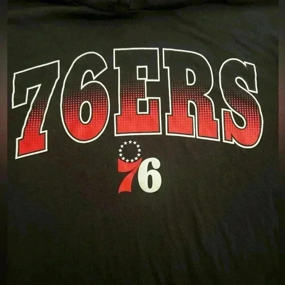 Philadelphia 76ers T-shirt Hoodie with front pocket. Adult Unisex  Small - Picture 2 of 4
